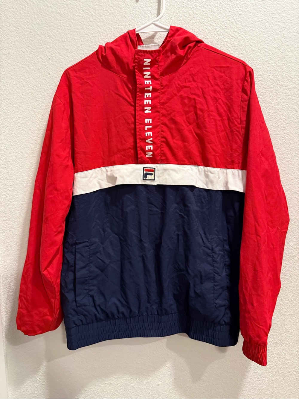 FILA Red, White & Navy Colorblock Pullover Windbreaker